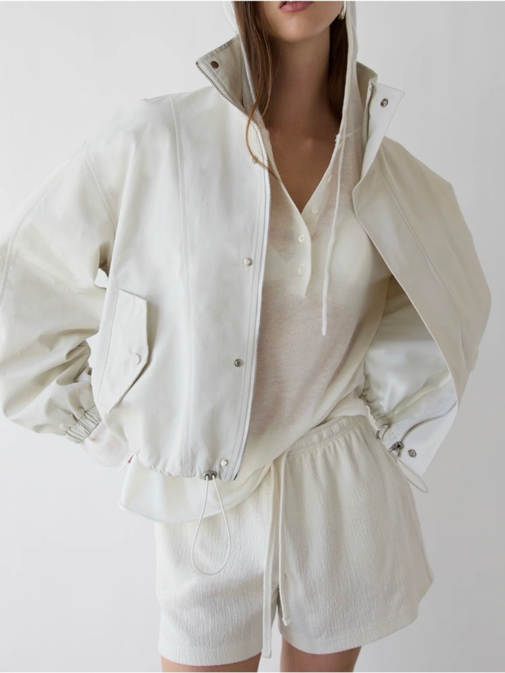 NWT OAK + FORT HIGH FUNNEL NECK CROPPED DRAWSTRING JACKET - Picture 9 of 9